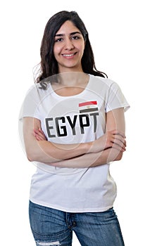 Laughing female sports fan from Egypt