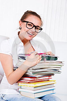 Laughing female student