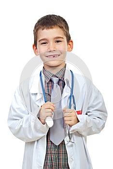 Laughing future doctor with stethoscope