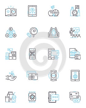 Laughing giggling linear icons set. Chuckles, Humor, Cackles, Jokes, Hilarity, Amusement, Laughter line vector and