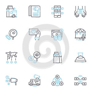 Laughing giggling linear icons set. Chuckles, Humor, Cackles, Jokes, Hilarity, Amusement, Laughter line vector and