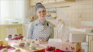 Laughing girl in the kitchen