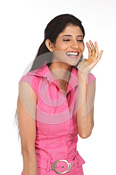 Laughing Girl in whispering pose