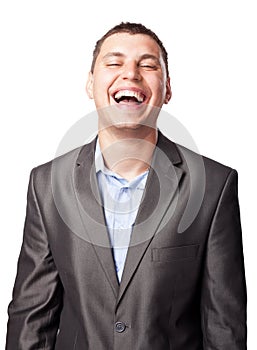 Laughing happy young businessman