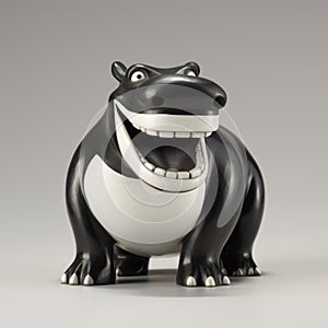 Laughing Hippo And Crocodile Sculpture: A Cartoon-inspired Pop Art Masterpiece