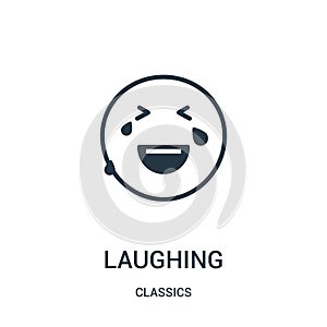 laughing icon vector from classics collection. Thin line laughing outline icon vector illustration. Linear symbol