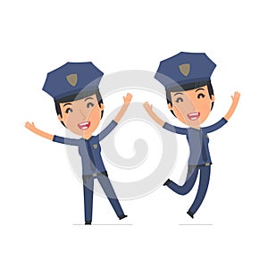 Laughing and Joyful Character Constabulary celebrates and jumps photo