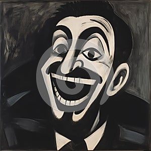 Laughing Man: A Satirical Painting In The Style Of Jerry Schatzberg