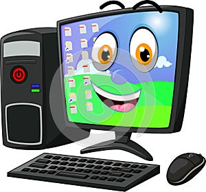 Laughing New Modern Desktop Computer Cartoon