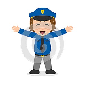 Laughing Policewoman Cartoon Character