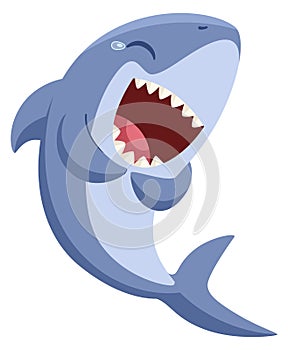 Laughing shark. Cartoon wild animal. Funny mascot