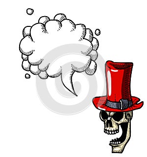 Laughing skull in top hat-100