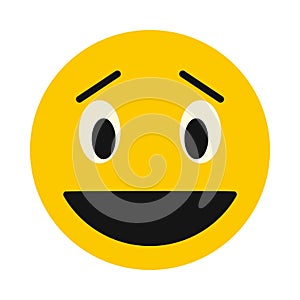 Laughing smiley face icon, flat style