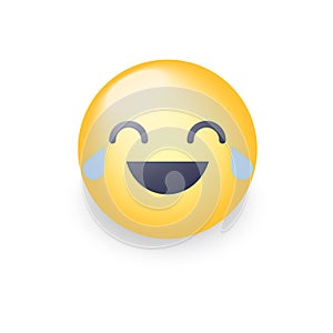 Laughing smiley with Tears of Joy. Happy cartoon emoticon.