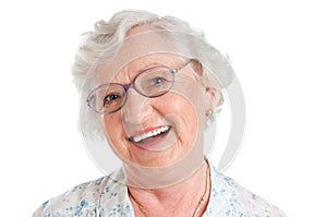 Laughing smiling aged woman photo