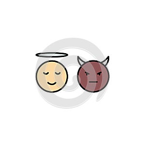 Laughing, smiling angel, demon line colored icon. Signs and symbols can be used for web, logo, mobile app, UI, UX
