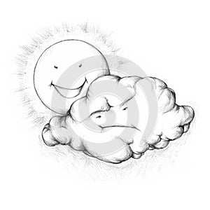 Laughing sun behind an angry rain cloud