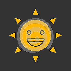 Laughing sun smile glyph color icon