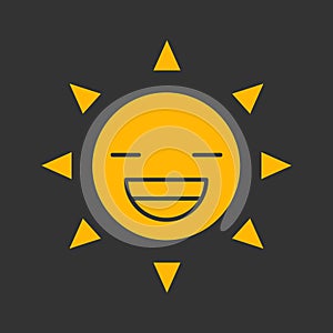 Laughing sun smile glyph color icon
