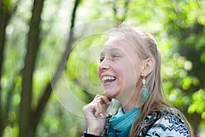 Laughing teen girl portrait