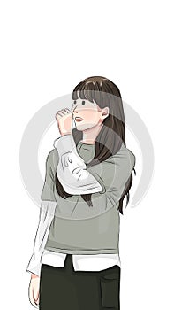 Laughing Teenage Girl Illustration