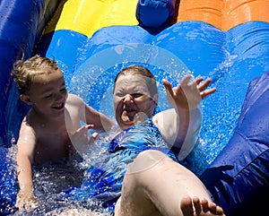 Laughing on Water Slide