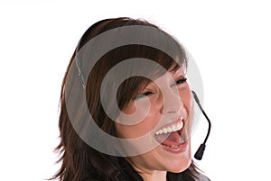 Laughing Woman with Headset