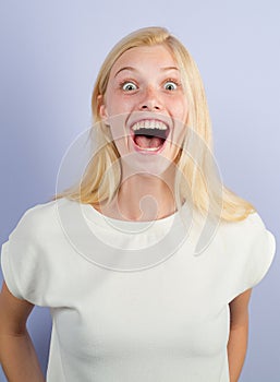 Laughing woman. Portrait of happy smiling girl. Cheerful young beautiful girl smiling laughing, studio isoalted