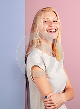 Laughing woman. Portrait of happy smiling girl. Cheerful young beautiful girl smiling laughing, studio isoalted photo