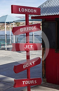 Boat Tours sign on the Colorado River in Laughlin photo