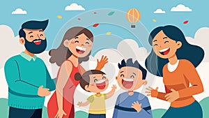 Laughter and chatter filling the air as families catch up and make new memories.. Vector illustration. photo