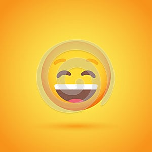 Laughter emoticon smile icon with shadow for social network design