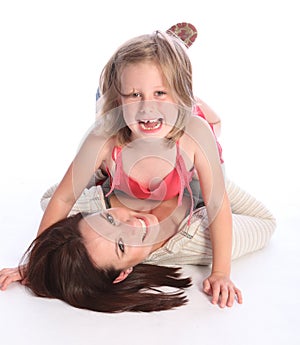 Laughter and excitement for mother with daughter photo