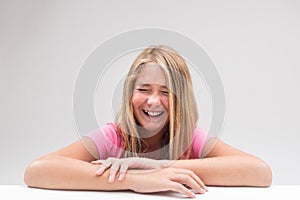 Laughter explosion little girl portrait