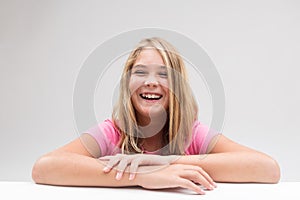 Laughter explosion little girl portrait