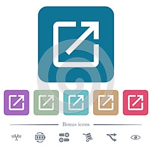 Launch application flat icons on color rounded square backgrounds