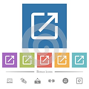 Launch application flat white icons in square backgrounds