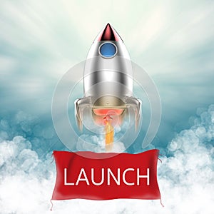 Launch banner with space shuttle