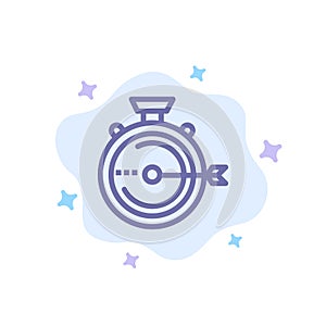 Launch, Management, Optimization, Release, Stopwatch Blue Icon on Abstract Cloud Background
