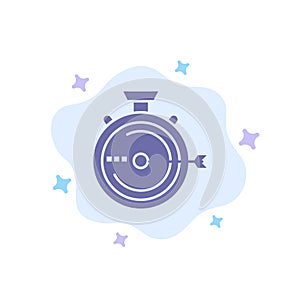 Launch, Management, Optimization, Release, Stopwatch Blue Icon on Abstract Cloud Background