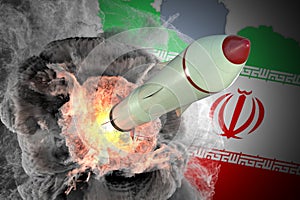 Launch of missile from Iran. 3D rendered illustration.