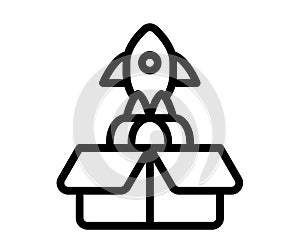 Launch product release single isolated icon with outline line style