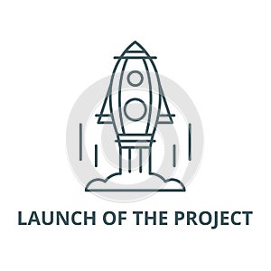 Launch of the project vector line icon, linear concept, outline sign, symbol