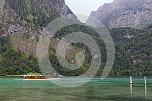 Launch ship on lake Konigssee near Berchtesgaden in Germany