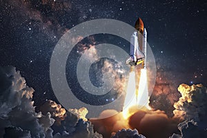 The launch of the space shuttle into space. Generative AI