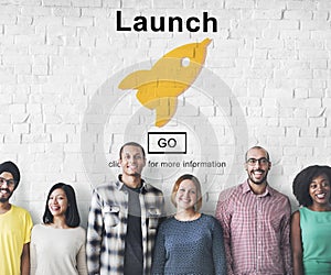 Launch Start Brand Introduce Rocket Ship Concept