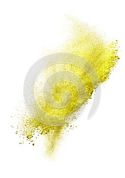 Launched colorful powder, isolated on white