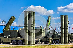 Launchers of the S-300 anti-aircraft missile system of the Russian Army
