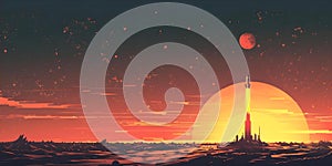 Launching a Rocket into Space. Concept Rocket Science, Space Exploration, Launch Site, NASA,