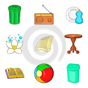 Launder icons set, cartoon style